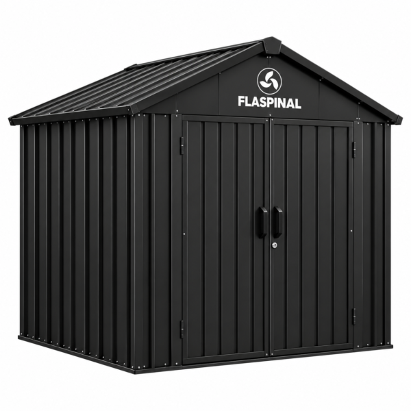Flaspinal 8x6 Outdoor Storage Shed, Weather-Resistant Metal, Double Door